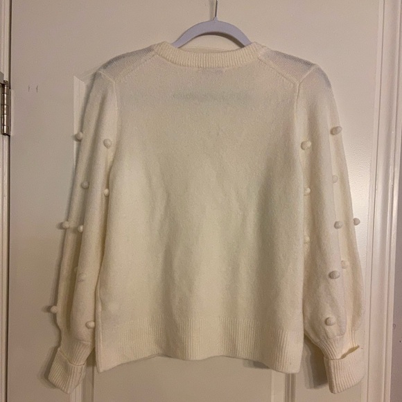 𝅺MADEWELL Women’s Bobble Dashwood V-Neck Sweater in Cream Size Small K5432 - Picture 2 of 3